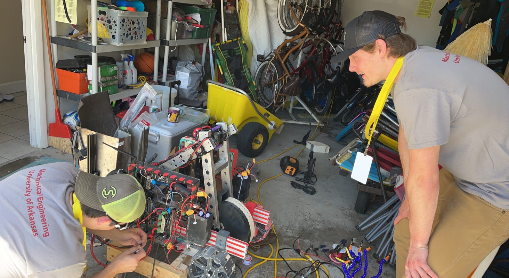 Working on the rover in the garage, 2022